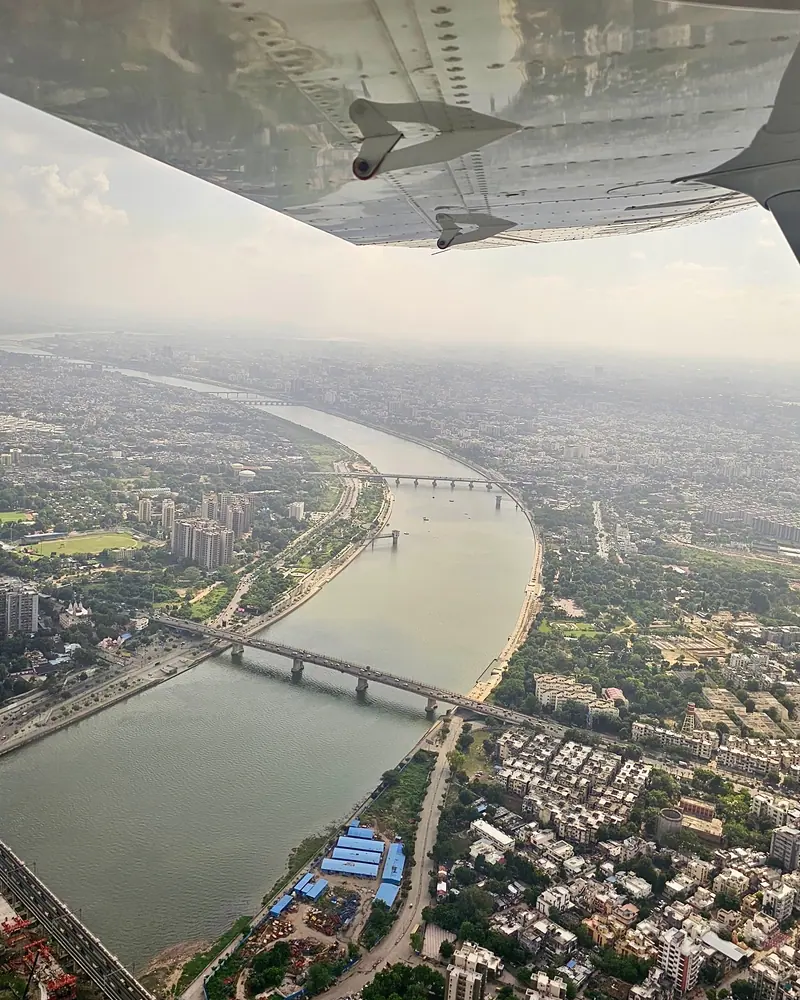 Aerial view of Ahmedabad and the Sabarmati river